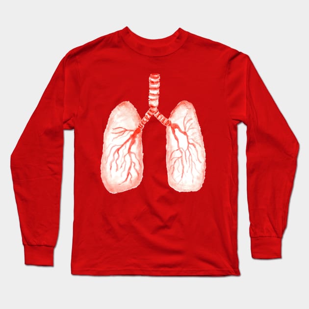 Human lungs watercolor Long Sleeve T-Shirt by AnnArtshock